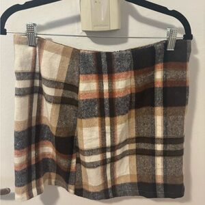 SHEIN Plaid Mini Skirt in Brown and Cream